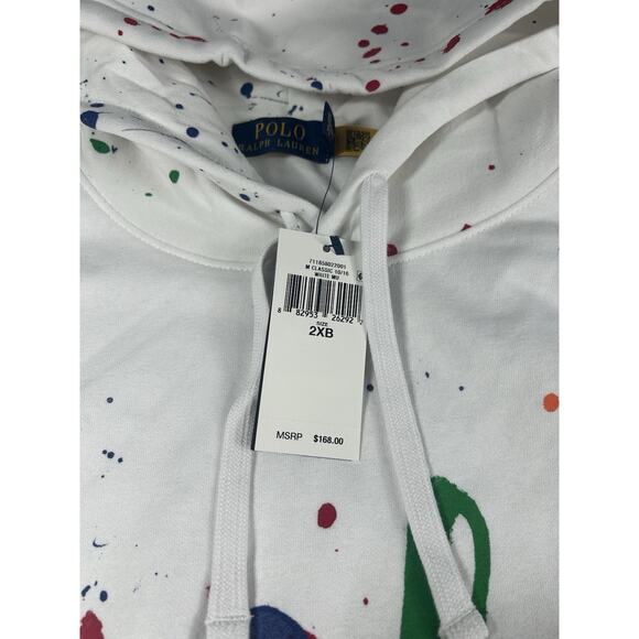 NEW Polo Ralph Lauren Big & Tall Men’s 2XB Paint Splatter Hoodie Sweatshirt $168 - Picture 8 of 11